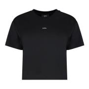 Contrasterende Logo Print Katoenen T-shirt A.p.c. , Black , Dames