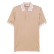 Bruin Gouden Polo Shirt Korte Mouw Canali , Brown , Heren