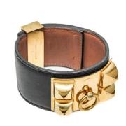 Pre-owned Leather bracelets Hermès Vintage , Black , Dames