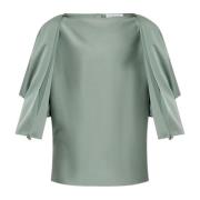 Satin top Lanvin , Green , Dames