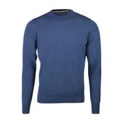 Blauwe Merino Wol Crew Neck Sweater Stenströms , Blue , Heren