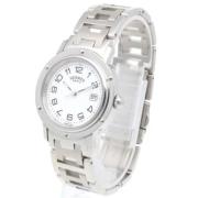 Pre-owned Stainless Steel watches Hermès Vintage , White , Dames