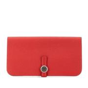 Pre-owned Leather wallets Hermès Vintage , Red , Dames