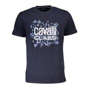 Blauw T-shirt met korte mouwen en logo Cavalli Class , Blue , Heren