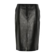 Zwarte Leren Rok Magda Butrym , Black , Dames