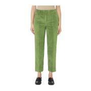 Fluweel Cropped Geribbelde Broek Pennyblack , Green , Dames