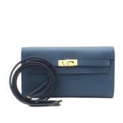 Pre-owned Leather handbags Hermès Vintage , Blue , Dames