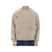 Katoenen Crewneck met Drop Schouders Dsquared2 , Beige , Heren