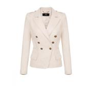 Dubbelborst leren jasje Elisabetta Franchi , White , Dames