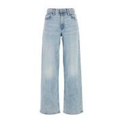 Stretch Denim Zip Sneak Jeans Mother , Blue , Dames