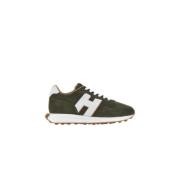 Fluwelen leren sneakers met extra veters Hogan , Green , Heren