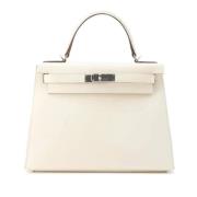 Pre-owned Leather handbags Hermès Vintage , White , Dames