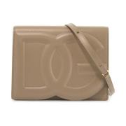 Taupe Kalfsleren Crossbody Tas Dolce & Gabbana , Beige , Dames