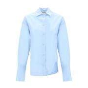 Geborduurd Logo Katoenen Bell Sleeve Shirt The Attico , Blue , Dames