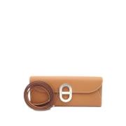 Pre-owned Leather shoulder-bags Hermès Vintage , Beige , Dames