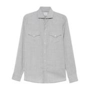 Grijze knoopshirt met lange mouwen Brunello Cucinelli , Gray , Heren