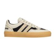 Canvas Leren Sneakers Ronde Neus Moncler , Beige , Heren