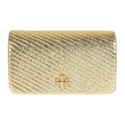 Metallic Portemonnee Kira Stijl Tory Burch , Yellow , Dames