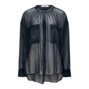 Glanzende Blouse Ronde Hals Glanzende Look Dorothee Schumacher , Blue ...