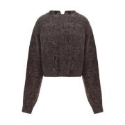 Melange Patroon Cardigan met Asymmetrische Zoom Quira , Brown , Dames