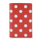 Polka-Dot Leren Bifold Portemonnee Comme des Garçons , Red , Heren