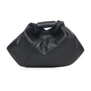 Zwarte leren mini-tas met gedrapeerd design MM6 Maison Margiela , Blac...