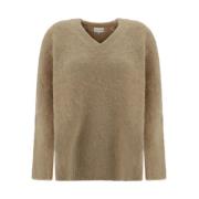 Alpaca V-Neck Ribbed Sweater Loulou Studio , Beige , Dames