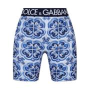 Korte legging met Majolica-print Dolce & Gabbana , Blue , Dames