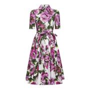 Peony Print Overhemdjurk Dolce & Gabbana , Multicolor , Dames