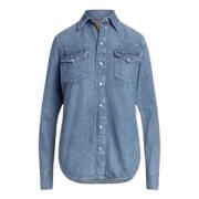 Klassieke Ralph Lauren Denim Overhemd Polo Ralph Lauren , Blue , Dames