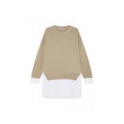 Lange Mouw Hybride Shirt Sweater Stella McCartney , Beige , Dames