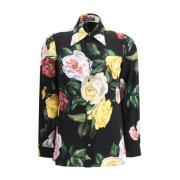 Bloemenprint Zijden Overhemd Klassieke Kraag Dolce & Gabbana , Multico...