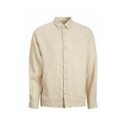 Casual Overhemd Lange Mouw Wit Jack & Jones , Beige , Heren