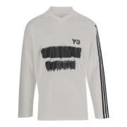 Wit Grafisch Logo Longsleeve T-shirt Y-3 , White , Heren