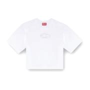 Katoenen T-shirt met Oval-D Logo Diesel , White , Dames