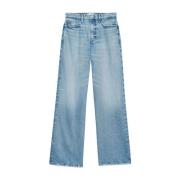 Wijde denim jeans met rafelige zoom Frame , Blue , Dames