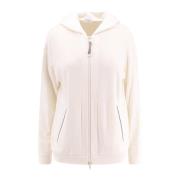 Iconische Monili Katoen Zijde Hoodie Brunello Cucinelli , White , Dame...