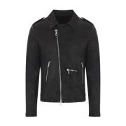 Zwarte Leren Bikerjas Ritszakken Giorgio Brato , Black , Heren