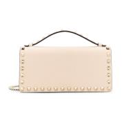 Studded Leren Portemonnee Tas Valentino Garavani , Beige , Dames