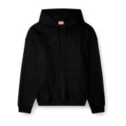 Biologische Katoenen Sweatshirt met Oval-D Logo Diesel , Black , Heren