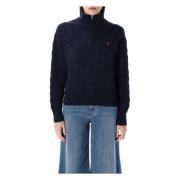 Kabelbreisel Half-Zip Trui Polo Ralph Lauren , Blue , Dames