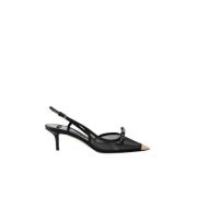 Zwarte Leren Sandalen met Strikdetail Elisabetta Franchi , Black , Dam...