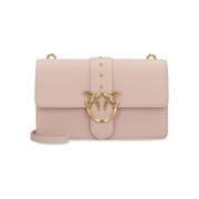 Gouden details leren crossbody tas Pinko , Pink , Dames