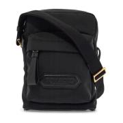 Elegante Leren Messenger Tas Tom Ford , Black , Heren