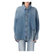 Lichtblauwe Diana Denim Shirt The Attico , Blue , Dames