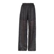 Linnen broek met rechte pijpen en elastische taille Jucca , Black , Da...