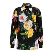 Zijden bloemenshirt met gele knopen Dolce & Gabbana , Multicolor , Dam...