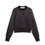 Sequin Cropped Sweater Journey Collection Golden Goose , Black , Dames