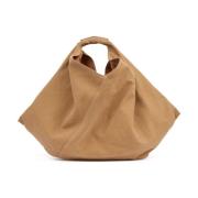 Canvas Schoudertas met Gedrapeerd Detail MM6 Maison Margiela , Beige ,...