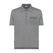 Grijze Polo Shirt met RWB Streep Thom Browne , Gray , Heren